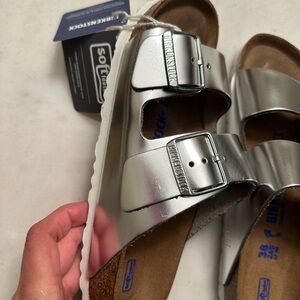 Birkenstock Women’s Metallic Silver Sandals